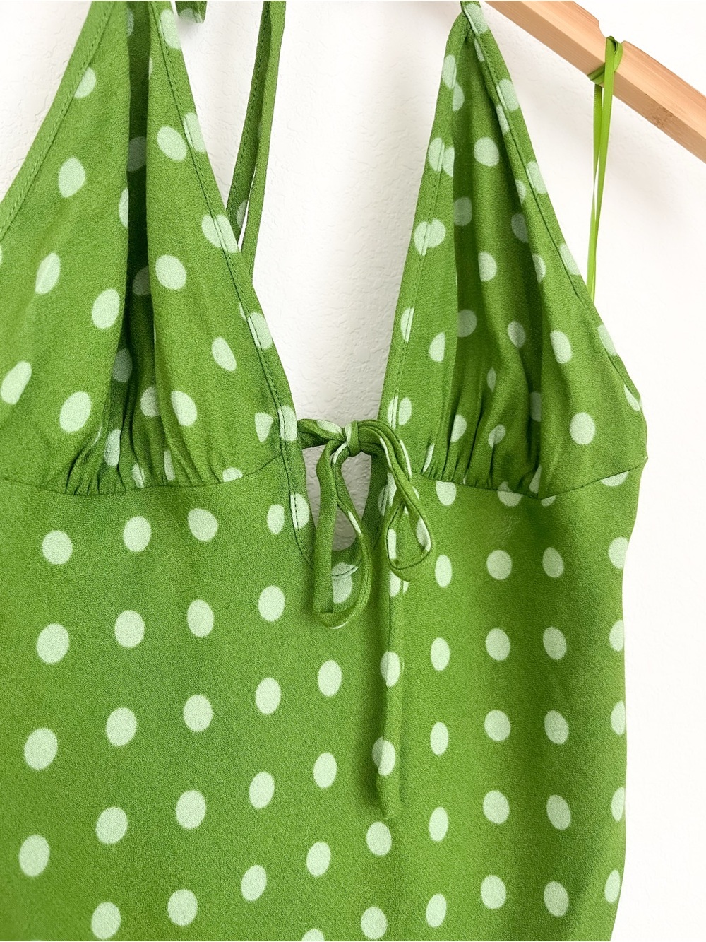 Reformation Fiora Dress Salad Dot Green Polka Dot Halter XS - Picture 3 of 6